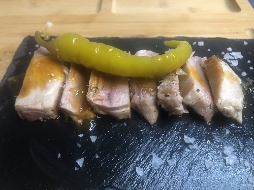 Atún a la plancha con soja y yema de huevo