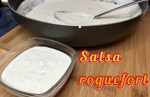 Salsa roquefort con nata queso azul.